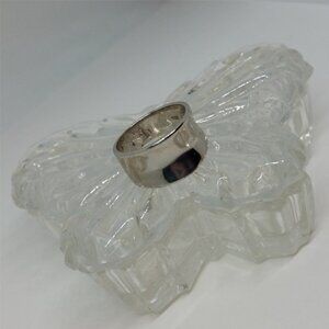 SOLID sterling silver curved wide band ring minimalist-modernist style